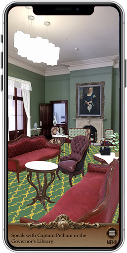 Digital recreation of Victorian era furniture in the Drawing Room of Old Government House, for the Old Government House, Brisbane, Augmented Reality (AR) touring app.