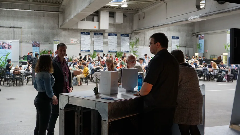AIWA presented to visitors in a public showcase setting.