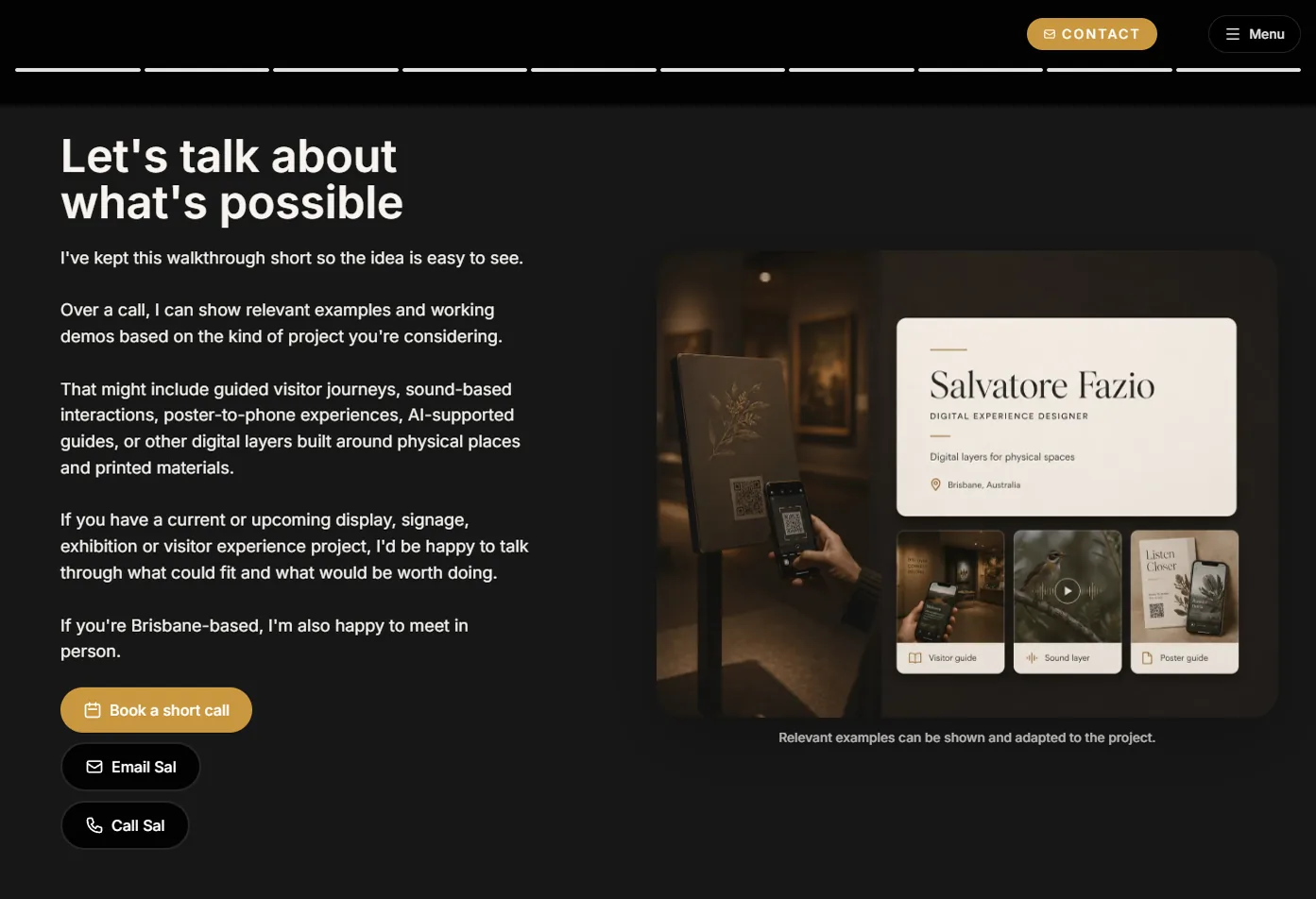 Displays Walkthrough screen showing visitor touchpoint flow.