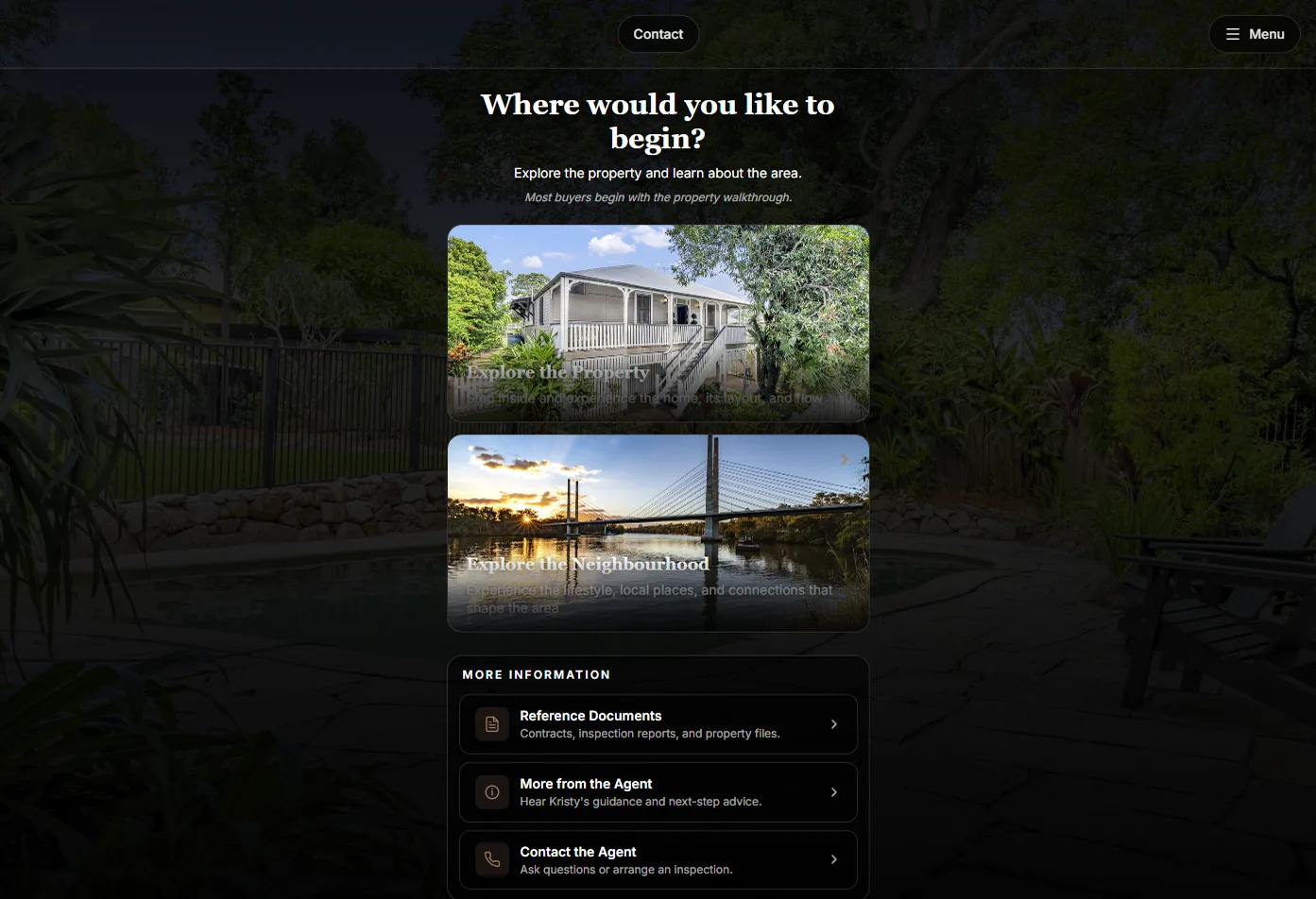 Real estate guided property presentation shown as a mobile-first experience.