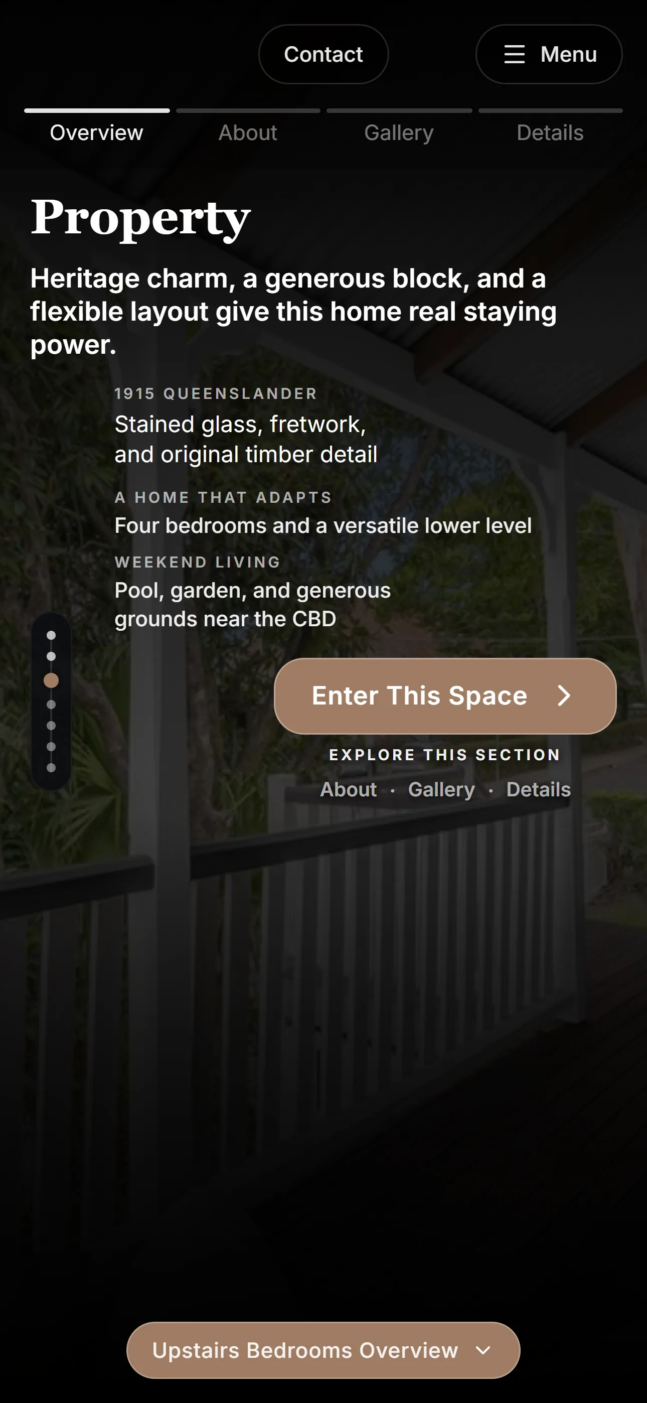Mobile screen showing a property overview in the guided real estate experience.