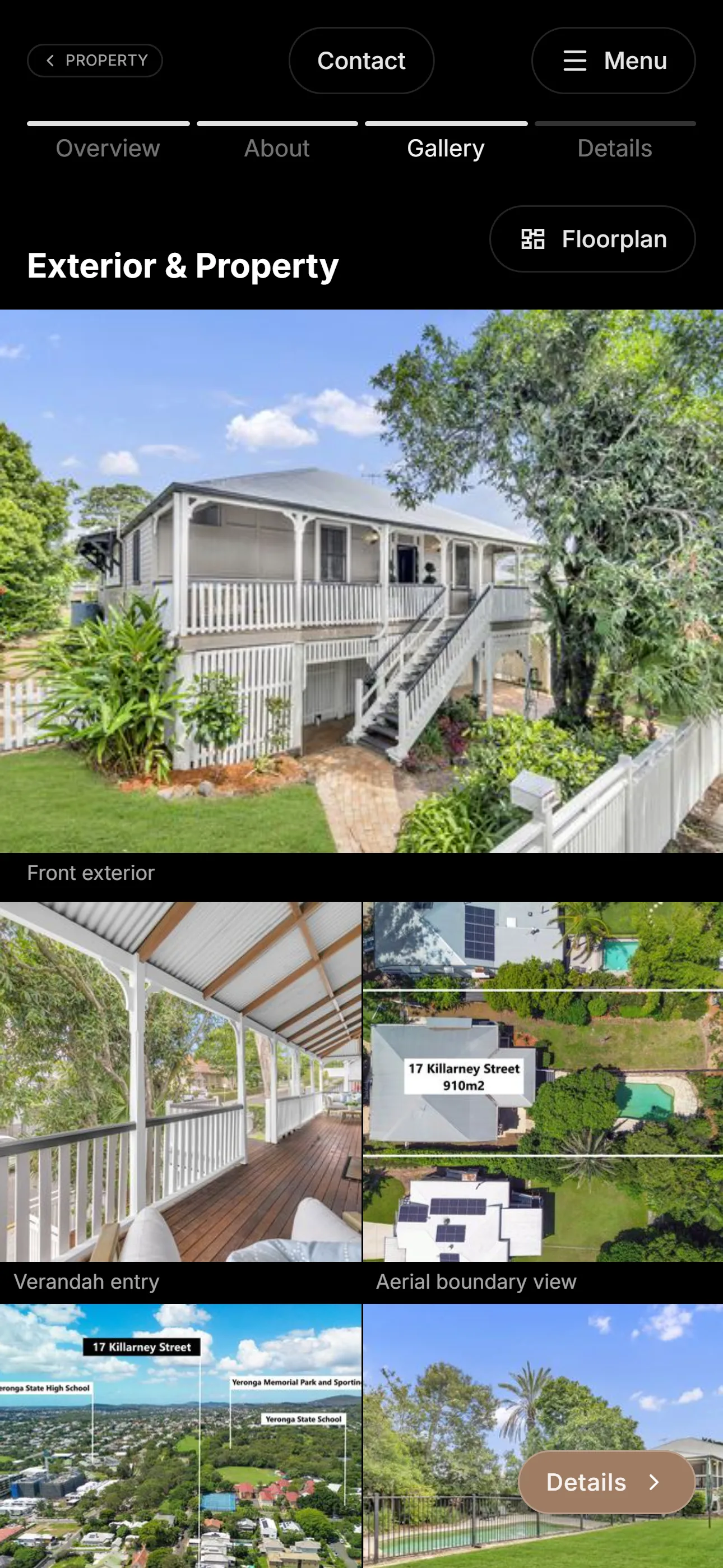 Mobile screen showing key details and information in the real estate presentation.
