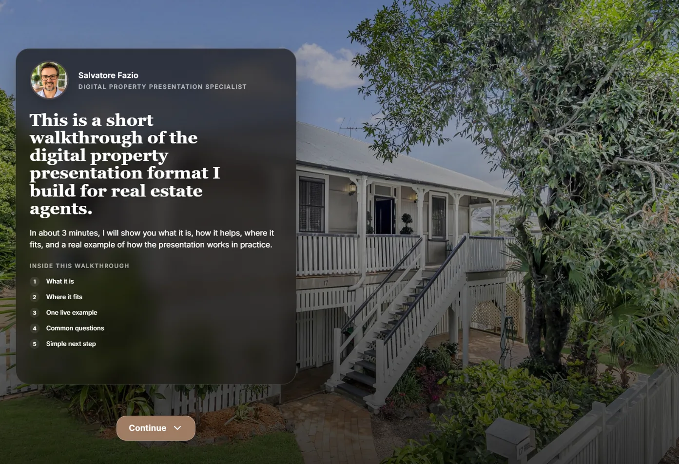 Opening hero image for the real estate service walkthrough.